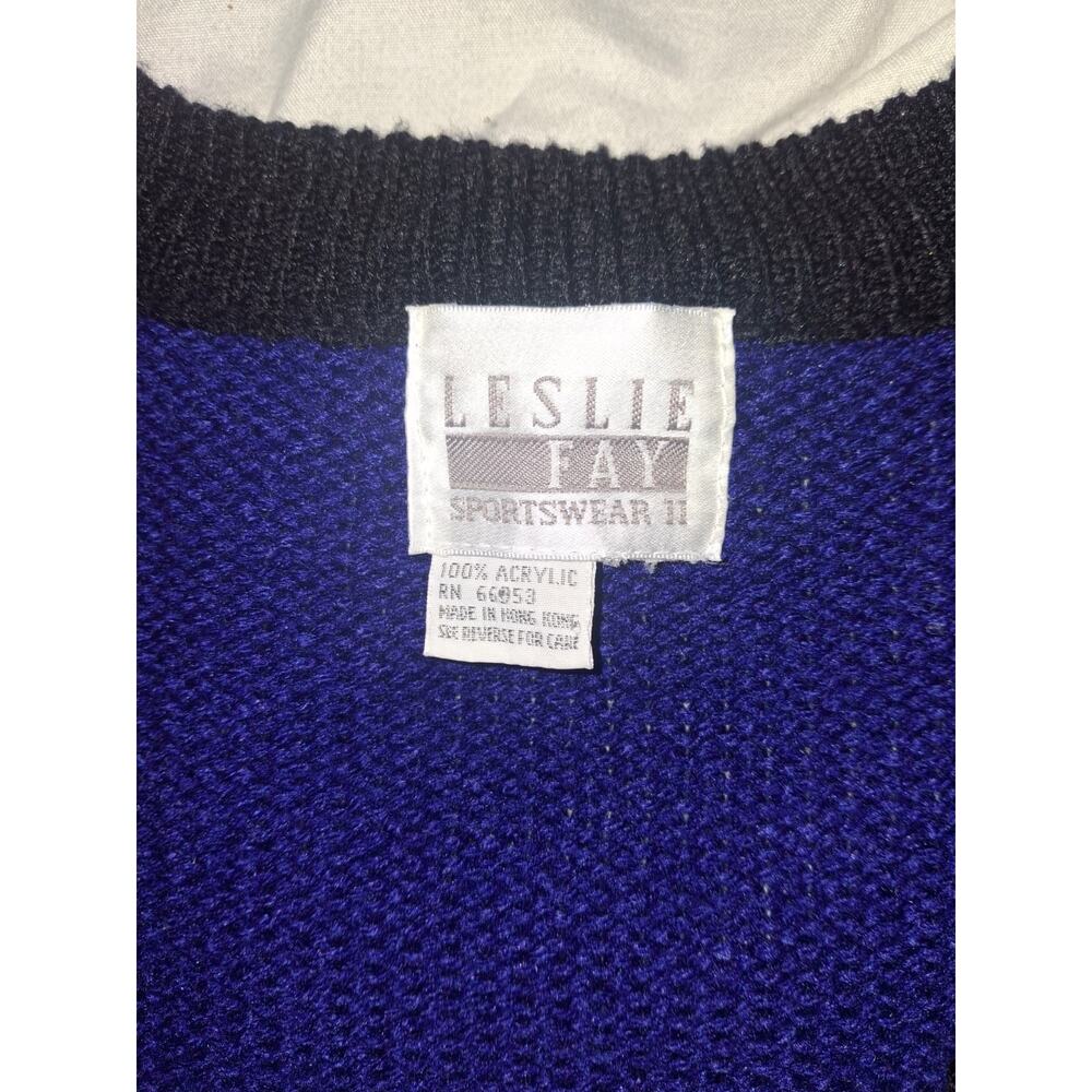 Vintage Leslie Fay Knit Cardigan Sweater (late 1980s-early 1990s), Navy Blue, XL - Picture 5 of 5